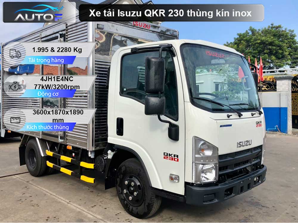 Xe tải Isuzu QKR 230 thùng kín inox (1.9t - 2.3t) dài 3.6 mét